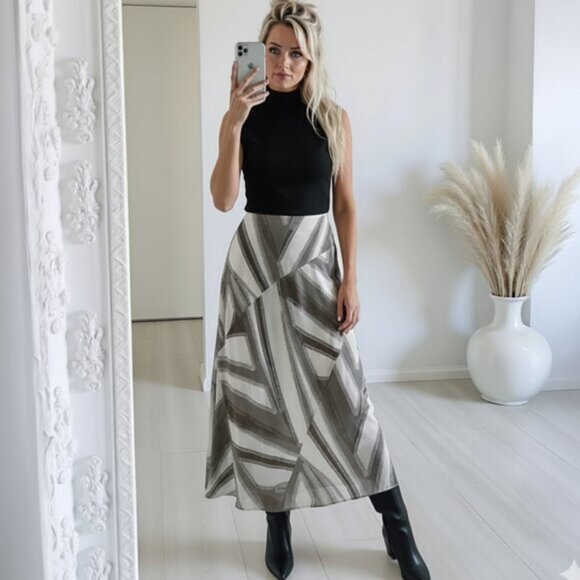 Tribal Patchwork A-Line Midi Skirt - Picture 2 of 9